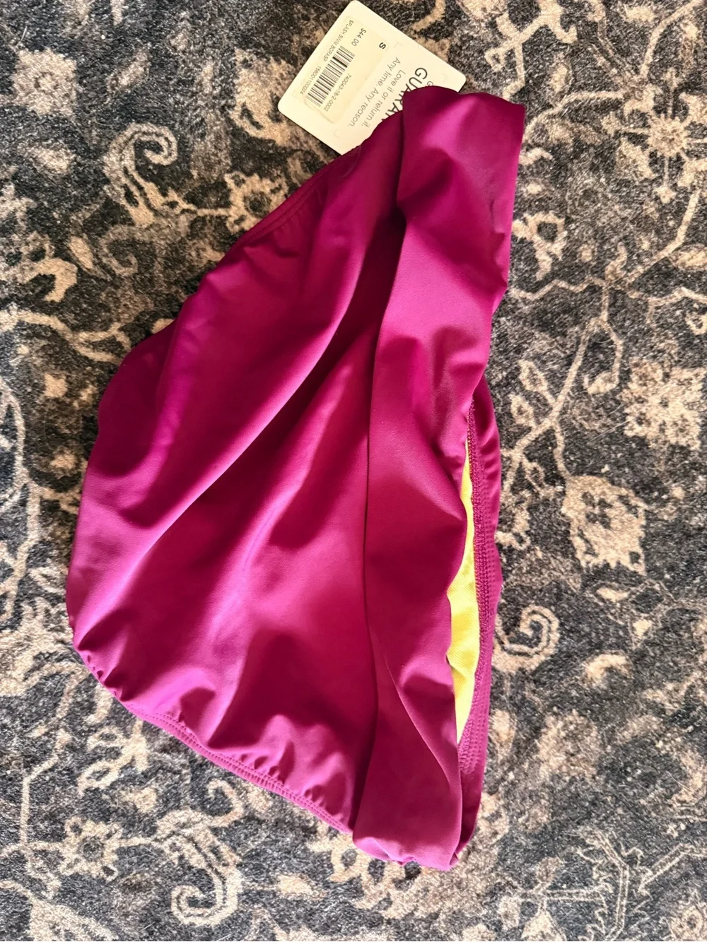 Athleta womens Magenta Swim Briefs with Yellow Lining